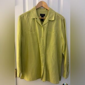 Crazy Horse Liz Claiborne Company Shirt women’s sz L Button-Down Apple Green EUC